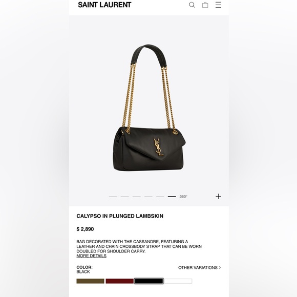 🌟SOLD🌟 NWT YSL Calypso in Plunged Lambskin - Picture 15 of 15